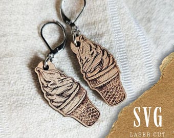 Ice Cream Cone Earrings SVG | Glowforge Files for Summer Jewelry | Ice Cream Earrings SVG | Laser Cut Earrings | Dessert Earrings SVG