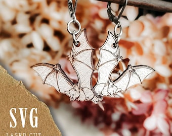 Halloween Earrings SVG | Bat Earrings SVG | Laser Earring Files | Wood Earrings SVG | Halloween Laser Files | Spooky Earrings svg