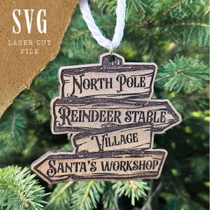 SVG de Pancarte Pôle Nord | Ornement de Noël | Fichier SVG Noël | Découpe SVG Pancarte Noël | Atelier du Père Noël | Stable des Rennes
