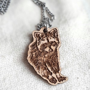 Wooden Raccoon Pendant Necklace | Nature Lover Gift | Woodland Jewelry | Animal Lover Gifts | Cherry Wood Charm | Canadian Wildlife Jewelry