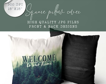Decorative Pillow Design | Sublimation Files : "Welcome to Our Home" Forest Landscape | High-Resolution JPG | Great Housewarming Gift