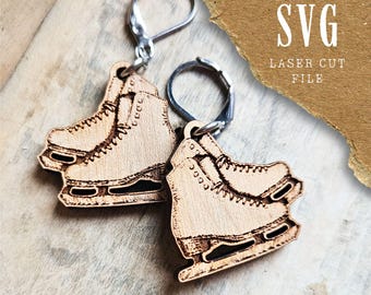 Ice skates SVG for laser cut earrings | Winter sports jewelry design | Commercial license included