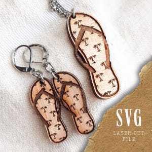 SVG Duo Boucles d’Oreilles et Pendentif Gougounes | Fichiers Découpe Laser | Boucles et Pendentif Plage en Bois |Fichier SVG Été et Vacances