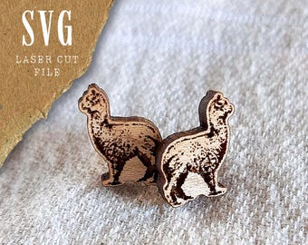 Alpaca SVG for laser cut earrings | Wooden or acrylic animal jewelry design | Commercial license included