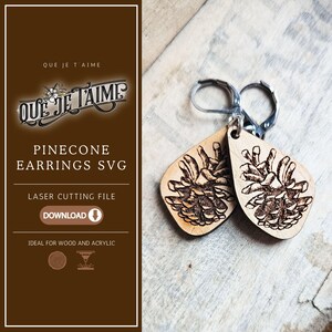 Pinecone Earrings SVG, Rustic Woodland Laser Cut Earring File for Glowforge, Cozy Forest Jewelry Design for Wood or Acrylic