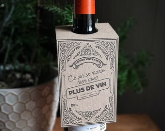 Last minute hostess gift - Homoristic thank you card for wine bottle - 100% recycled cardboard - Gift Label