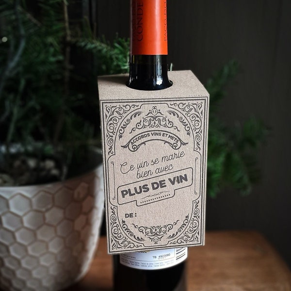 Cadeau d'hôtesse de dernière minute - Carton de remerciement homoristique pour bouteille de vin - Carton 100% recyclé - Étiquette Cadeau