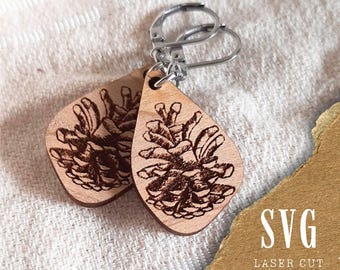 Pine Cone Earrings SVG | Nature Inspired Earrings Cut File | Engraved Earrings SVG | Woodland Earrings | Autumn Jewelry | Forest Earrings