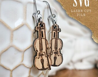 Violin Earrings SVG for Laser Cut | Violin gifts for her | Gifts for Violin Players, Music Teachers, Violinists | Musical Jewelry SVG File