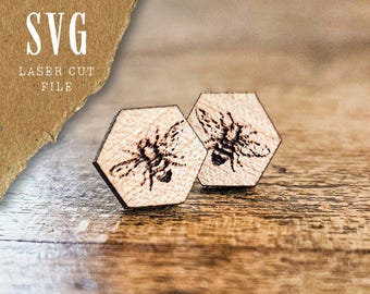 Bee honeycomb SVG for laser cut earrings | Wooden or acrylic jewelry design | Commercial license included