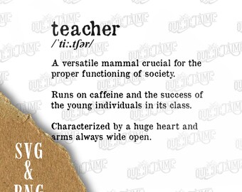 Funny Teacher Definition SVG & PNG | Teacher Quote Design | Printable Teacher Gift | Teacher Life SVG Cut File