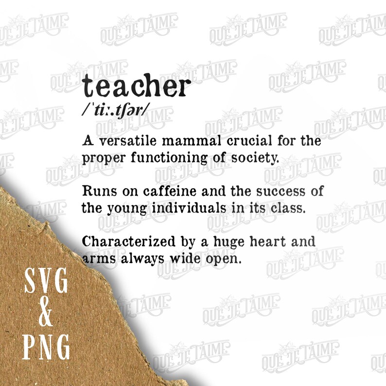 Funny Teacher Definition SVG & PNG Teacher Quote Design Printable