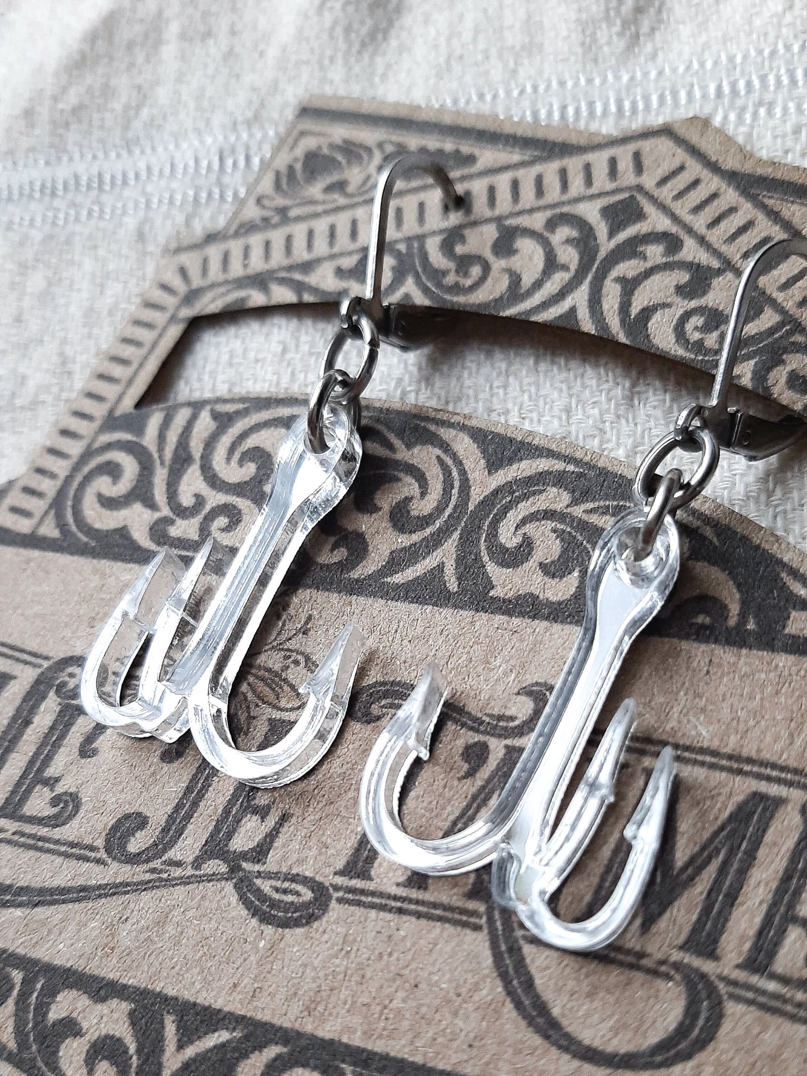 Fishing Hook Earrings, Fishing Jewelry, Trout Fishing Hooks Gift for