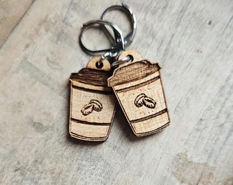 Coffee Cup Earrings | Barista Gift | Handmade Wooden Coffee Lover Jewelry | Fun Caffeine Inspired Earrings | Unique Gift for Coffee Addicts