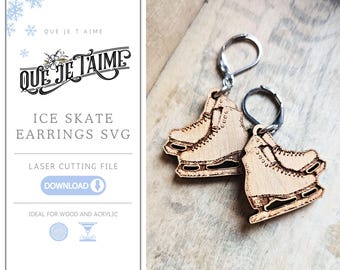 Ice skates SVG for laser cut earrings | Winter sports jewelry design | Commercial license included