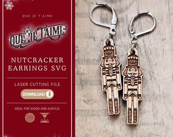 Christmas Nutcracker Earrings SVG for Laser Cutting Glowforge xTool OMTech – festive holiday jewelry design wood or acrylic