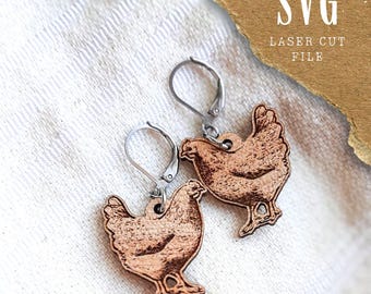 Chicken Earrings SVG File for Crafting Unique Handmade Jewelry, Perfect for DIY Projects & Gifts | Cutting Machine Files