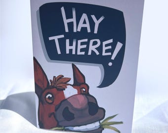 Hay There greeting card (for horse lovers, celebration, friendship)