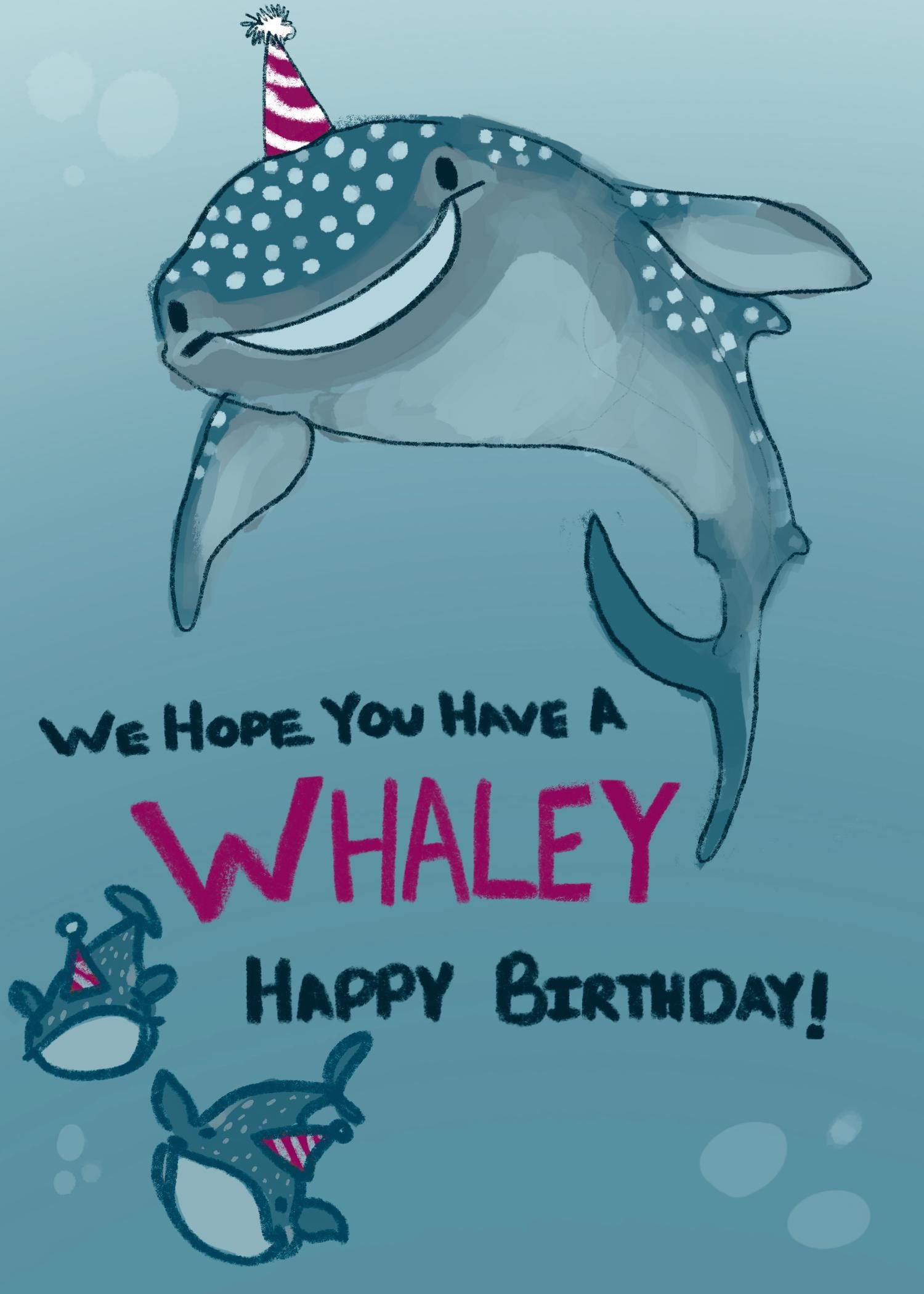 Have a Whaley Happy Birthday Whale Shark Card: Pun Greeting Card - Etsy, image size:1500x2100