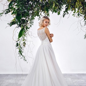 A Line Wedding Dress, Tulle Wedding Dress, Lace Wedding Gown, Corset Wedding Dress, Floral Wedding Dress, Custom Wedding Dress, Wedding Gift