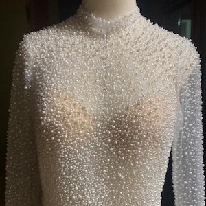 Pearl Beaded Lace Bridal Bolero: Long Sleeve Wedding Cover-Up