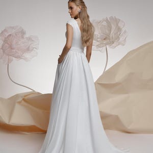 Open Back Satin Wedding Dress, A-line Skirt Wedding Dress, Classic Wedding Dress,  Minimalist Wedding Gown, Custom Wedding Dress