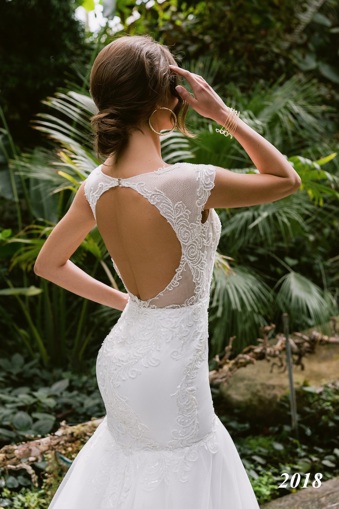 Mermaid Backless Wedding Dress, Lace Wedding Dress, Embroidered Wedding ...