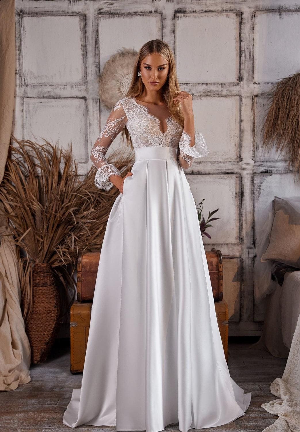 emerald dress lace Lady Black Tie - Teagan Gown - Emerald - Fitted Satin & Lace Dress