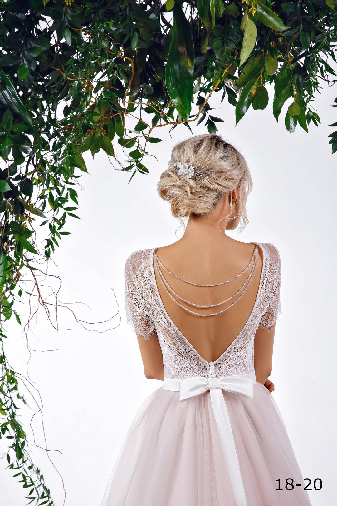 Backless Bridal Dress, Soft Tulle Wedding Dress, Beaded Bridal Gown ...