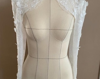 3D Floral Lace Chantelier Wedding Top: Bridal Bolero Blouse