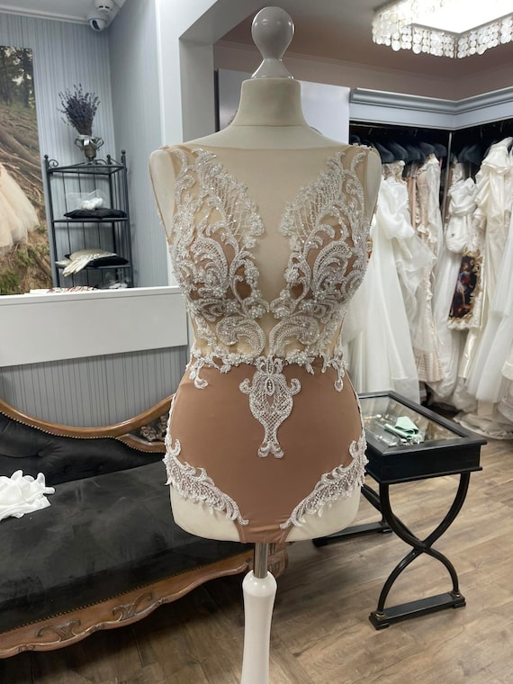 bodysuit for backless wedding dress Bodysuit Corset Backless - Deep V-Neck Body Shaper U Plunge Thong Clear Strap