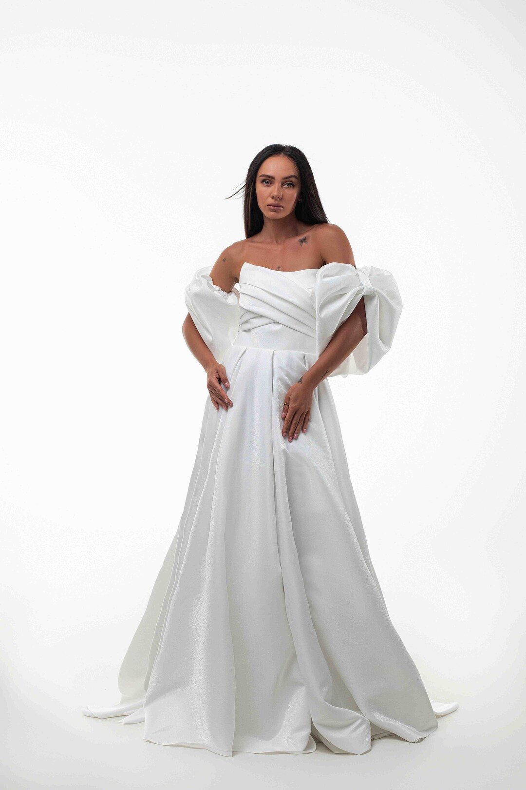 SATIN CORSET WEDDING DRESS CD7484WC main image 1
