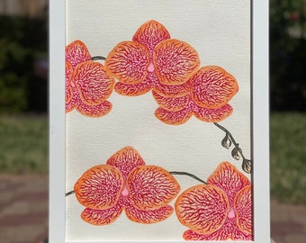 Watercolor orchid in orange