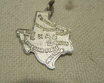 Sterling silver charm state map of Texas