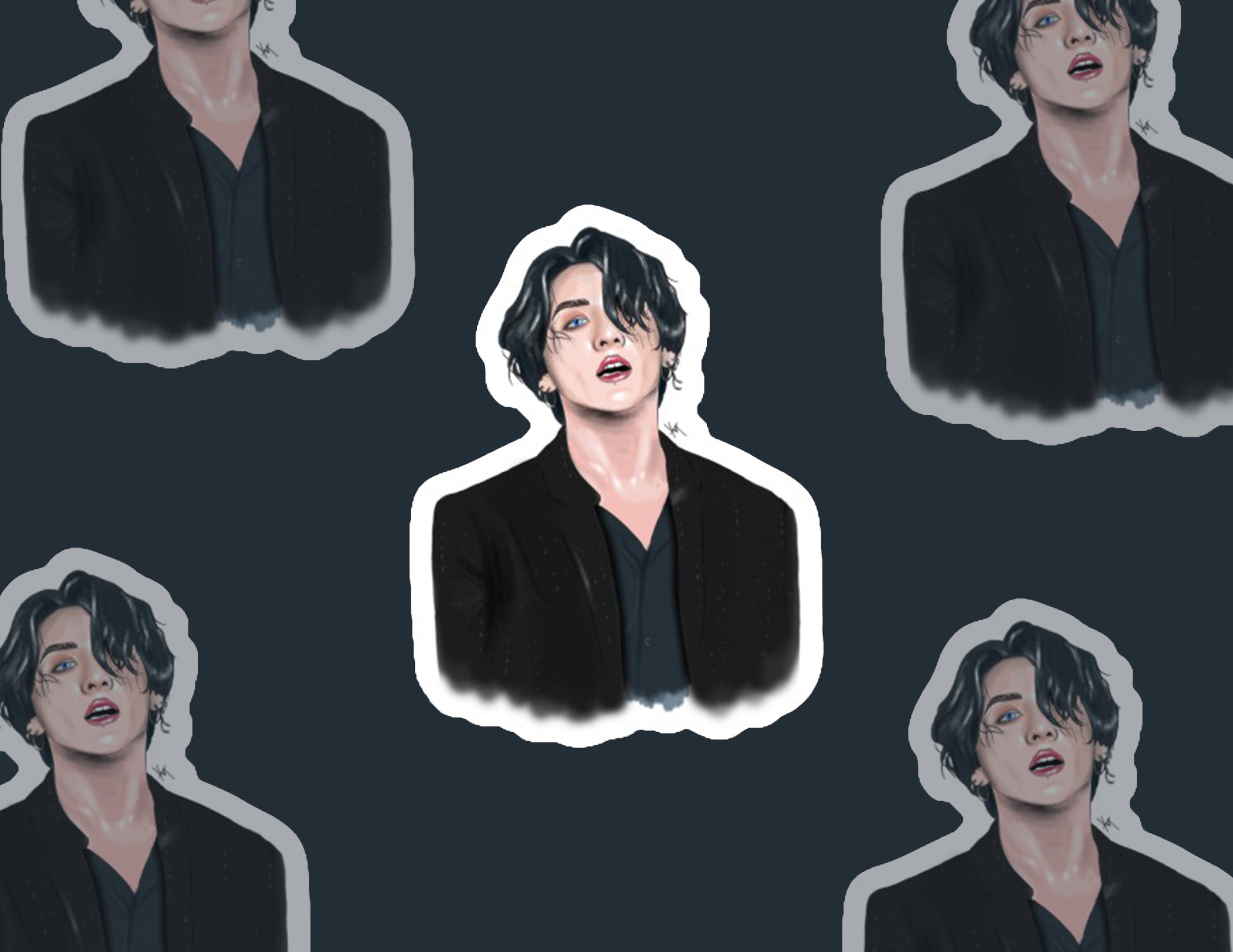32 Kpop Bts Jeon Jungkook Long Hair Sticker Etsy