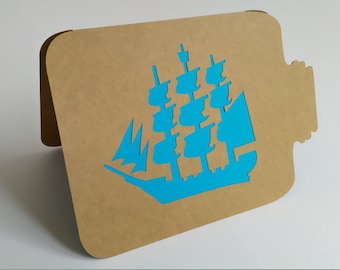 Ship in a Bottle Card SVG / Digital Download / Nautical Themed DIY / File for Cutting Machines