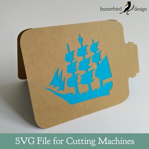 Ship in a Bottle Card SVG / Digital Download / Nautical Themed DIY / File for Cutting Machines