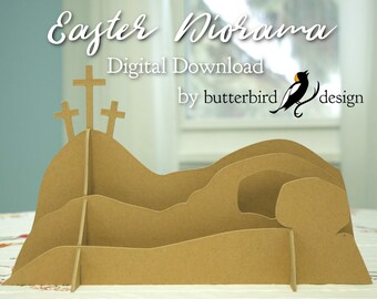 Easter Diorama SVG / Digital Download / File for Cutting Machines / DIY Chipboard Holiday Decoration