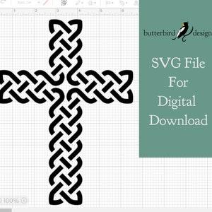 May include: Black and white Celtic knot cross design. SVG File For Digital Download.