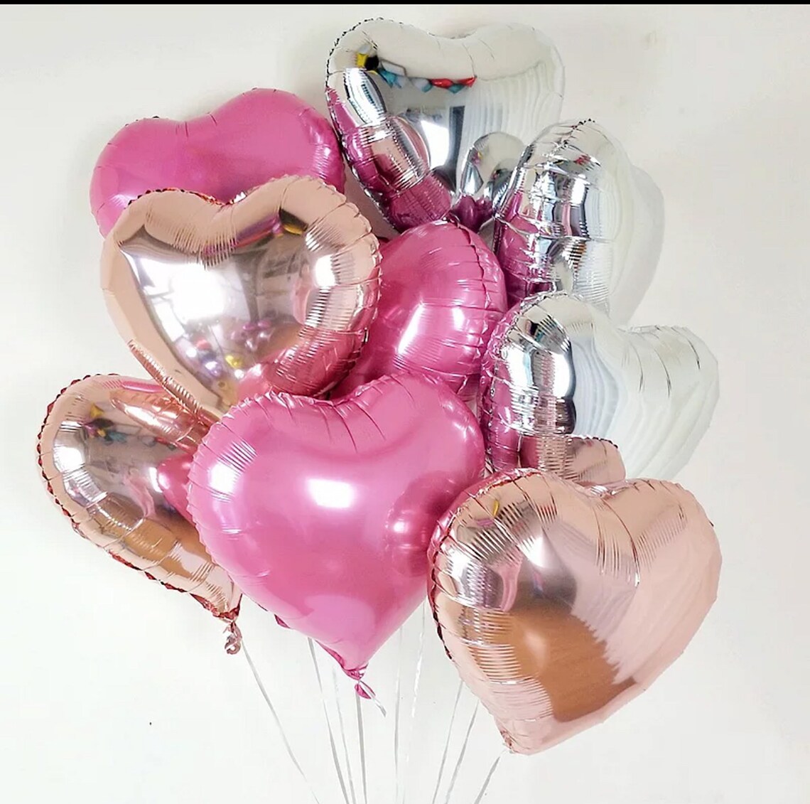 18 Metallic Foil Heart Shape Balloons Choose Your Etsy