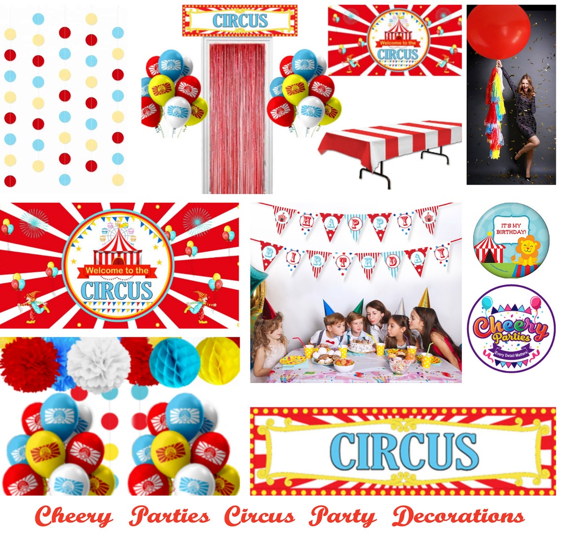 Circus Theme Party Kit Supplies 2 Circus Signs 2 Red Fringe Etsy