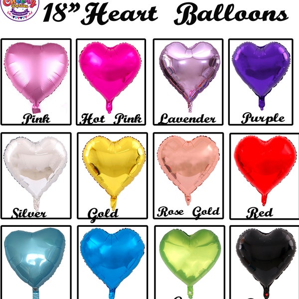 18" Metallic Foil Heart Shape Balloons Choose Your Colors!