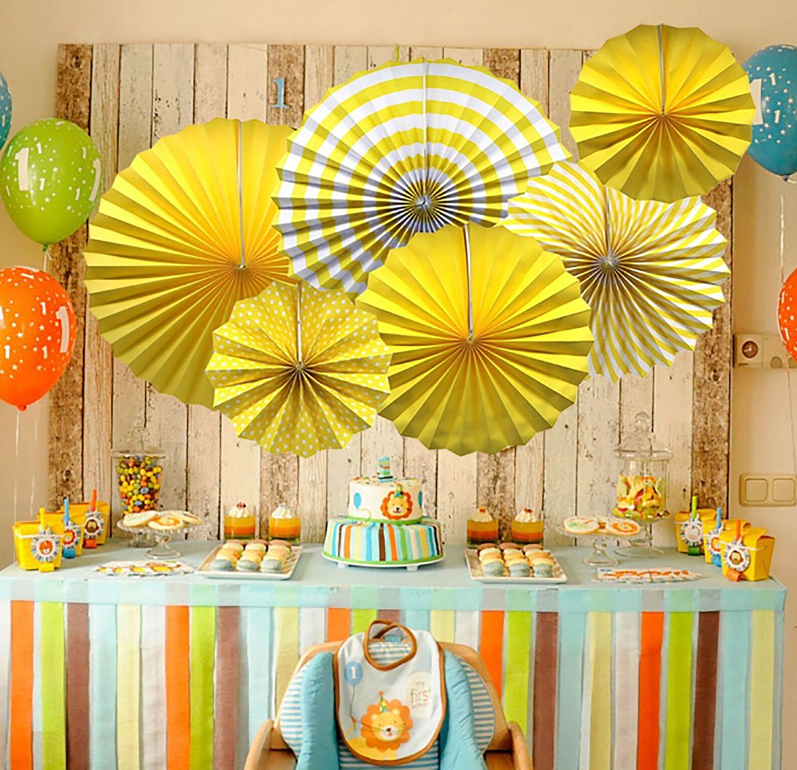 Yellow Paper Fans Paper Rosettes Paper Fan Backdrop Etsy