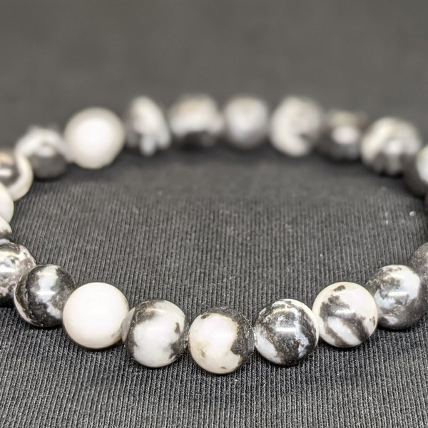 Bracelet Jaspe Zèbre - Perles de 8mm