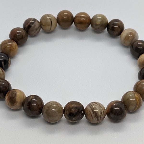 Bracelet Bois Fossile - Perles de 8 mm