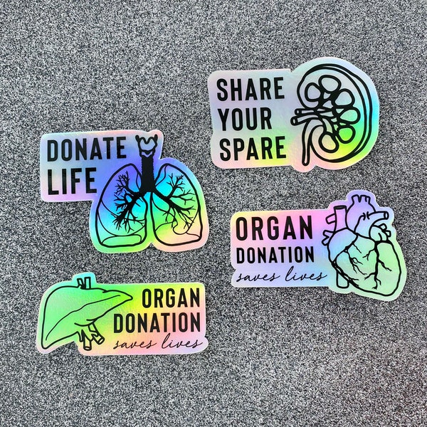 Organ Donation Sticker, Holographic Organ Donor Sticker, Waterproof Vinyl Sticker