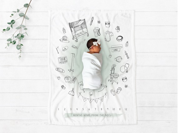 Nicu Milestone Minky Blanket Sage Green Home From the Nicu Milestones Nicu Baby Growth Chart Etsy