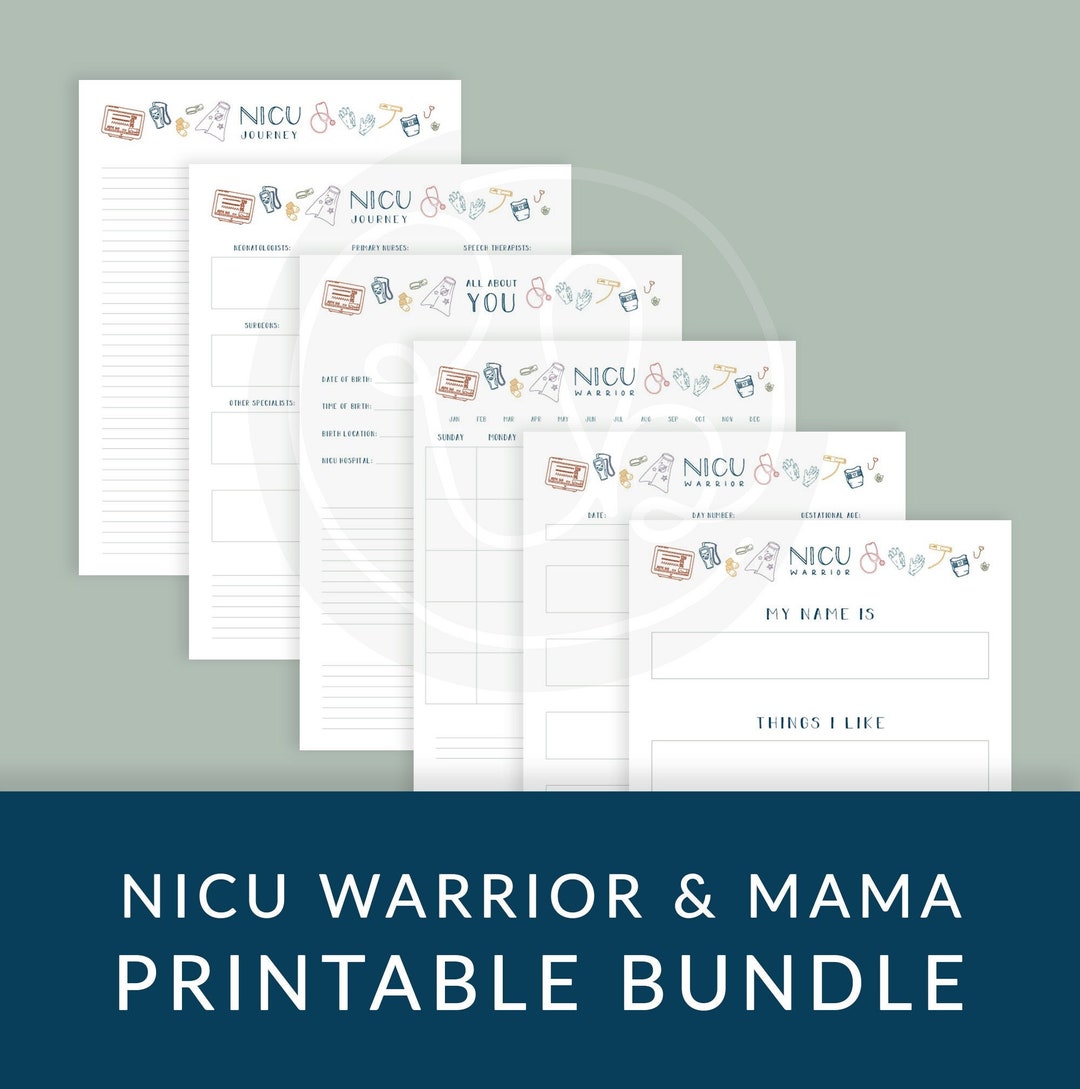 NICU Warrior & Mama Printable Bundle, NICU Journal, Print for Hospital