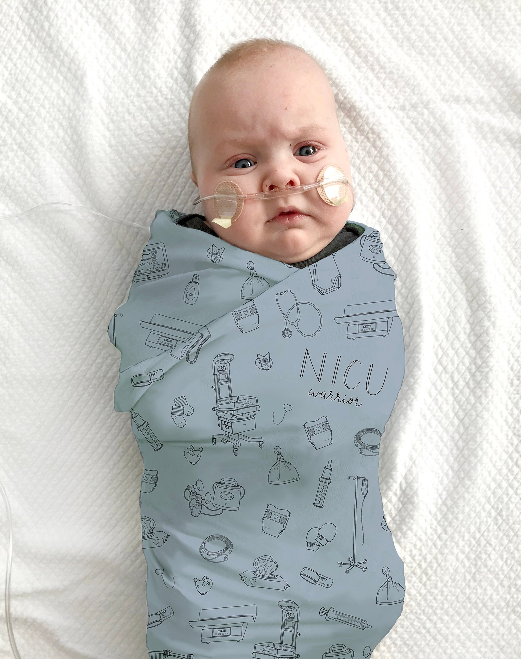 Nicu Warrior Swaddle Blanket Blue Baby Swaddle Blanket Nicu Etsy