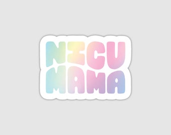 NICU Mama Bubble Letters Sticker, NICU Mom Gift, 70's Sticker Design, Waterproof Vinyl Sticker